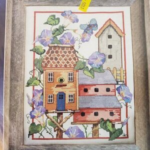 Hometown Counted Cross Stitch Kit Bird Houses Morning Glory Flowers Blankenship